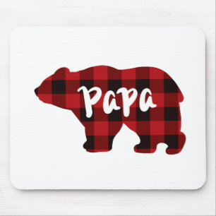 Papa Bear - Red and Black buffalo plaid Mouse Pad