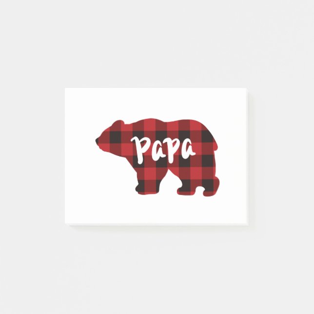Papa Bear - Red and Black buffalo plaid Post-it Notes (Front)