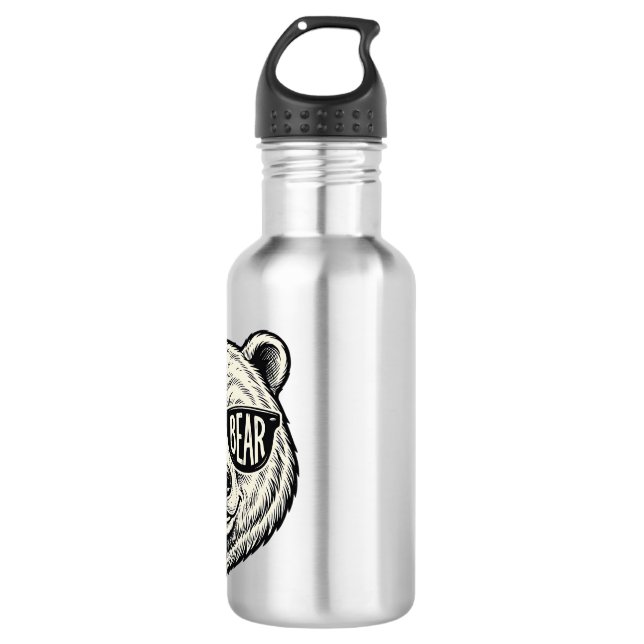 Papa Bear Sunglasses Bear Head Vector Design_1 532 Ml Water Bottle (Front)