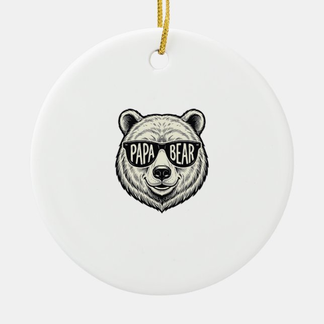 Papa Bear Sunglasses Bear Head Vector Design_1 Ceramic Ornament (Front)