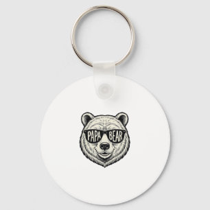 Papa Bear Sunglasses Bear Head Vector Design_1 Keychain