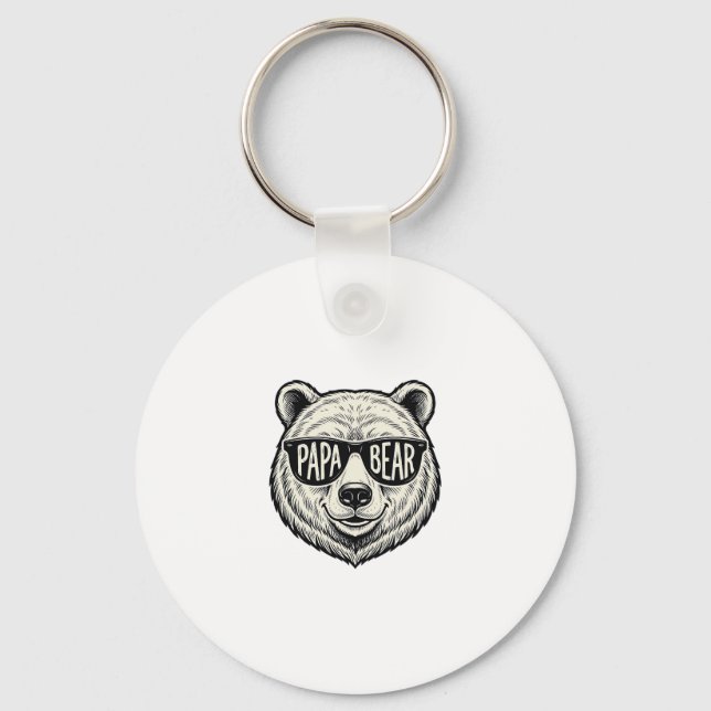 Papa Bear Sunglasses Bear Head Vector Design_1 Keychain (Front)