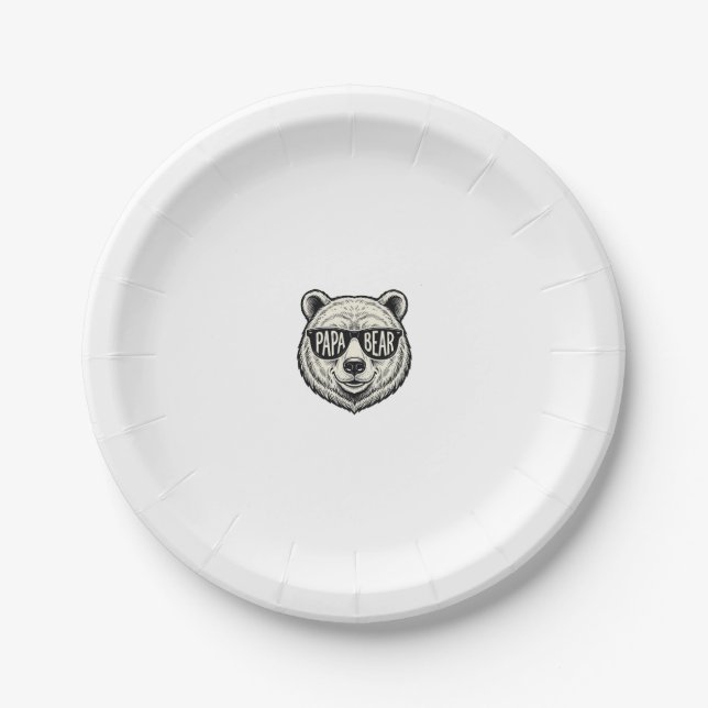 Papa Bear Sunglasses Bear Head Vector Design_1 Paper Plate (Front)