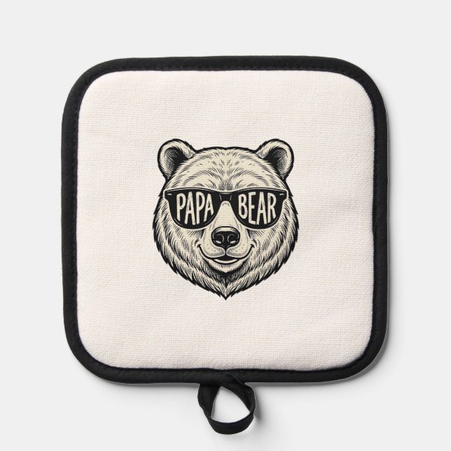 Papa Bear Sunglasses Bear Head Vector Design_1 Pot Holder (Front)