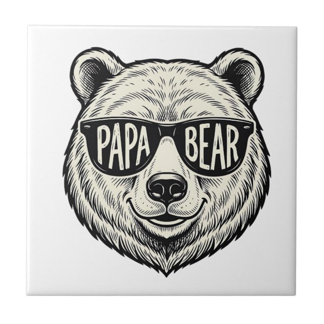 Papa Bear Sunglasses Bear Head Vector Design_1 Tile (Front)