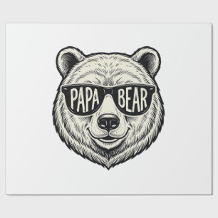 Papa Bear Sunglasses Bear Head Vector Design_1 Wrapping Paper