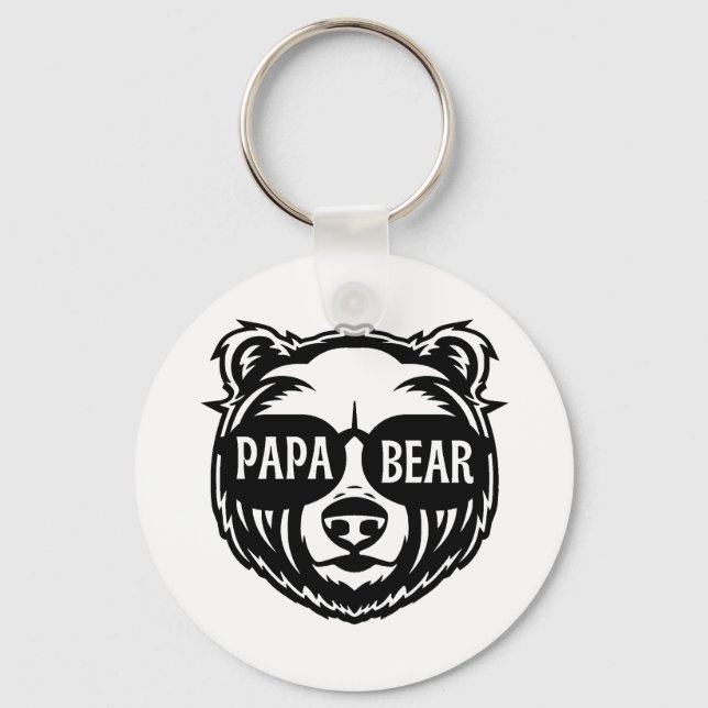 Papa Bear Sunglasses Father's Day  Keychain (Front)