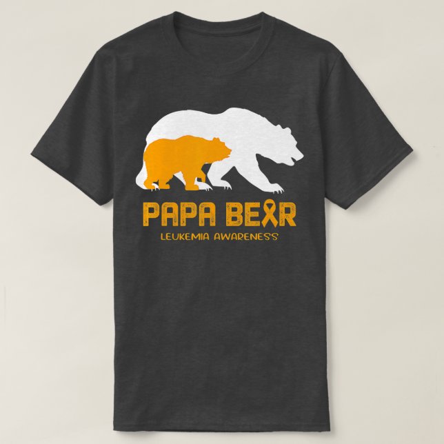 Papa Bear Support LEUKEMIA Awareness  T-Shirt (Design Front)
