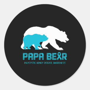 Papa Bear Support Polycystic Kidney Disease Awaren Classic Round Sticker