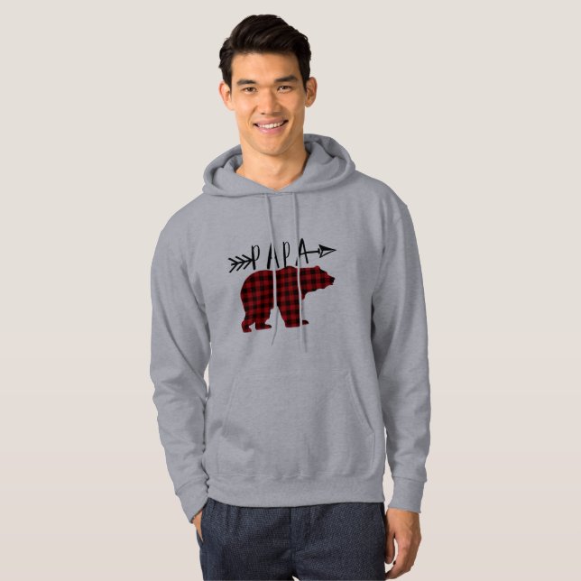 Papa Bear Sweatshirt Lumberjack Red black Plaid (Front Full)