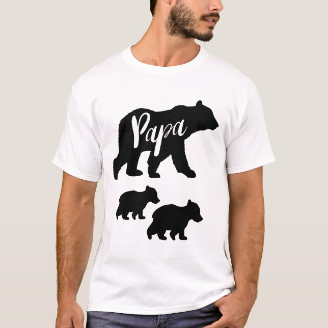 Papa Bear T Shirt with Two Cubs (Front)