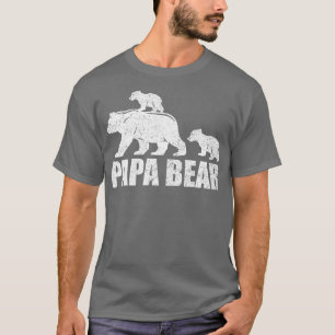 Papa Bear Two Cubs Daddy Bear Twin Papa 2 Kids T-Shirt