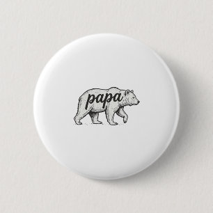 Papa Bear Vintage Engraving Vector Design_1 2 Inch Round Button