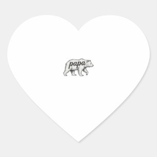 Papa Bear Vintage Engraving Vector Design_1 Heart Sticker