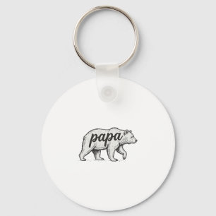 Papa Bear Vintage Engraving Vector Design_1 Keychain