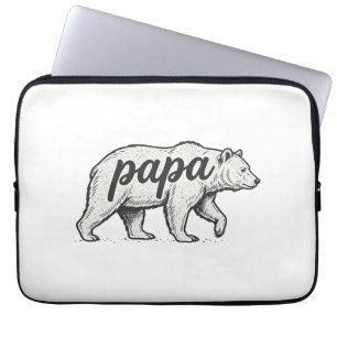 Papa Bear Vintage Engraving Vector Design_1 Laptop Sleeve