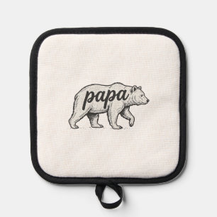 Papa Bear Vintage Engraving Vector Design_1 Pot Holder