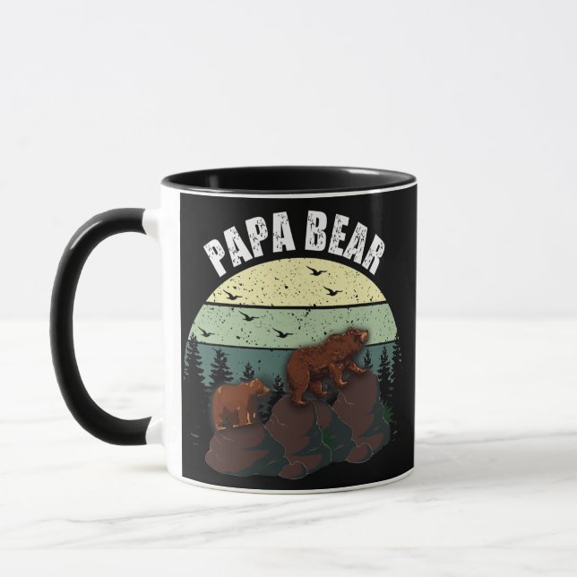 Papa Bear Vintage Father's Day Dad Grandpa  Mug (Left)