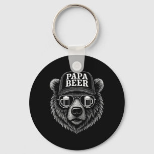 Papa Beer - Funny Dad Bear Drinking Humour Keychain