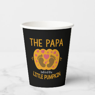 Papa Behind Pumpkin Little Fall Autumn Baby Reveal Paper Cups
