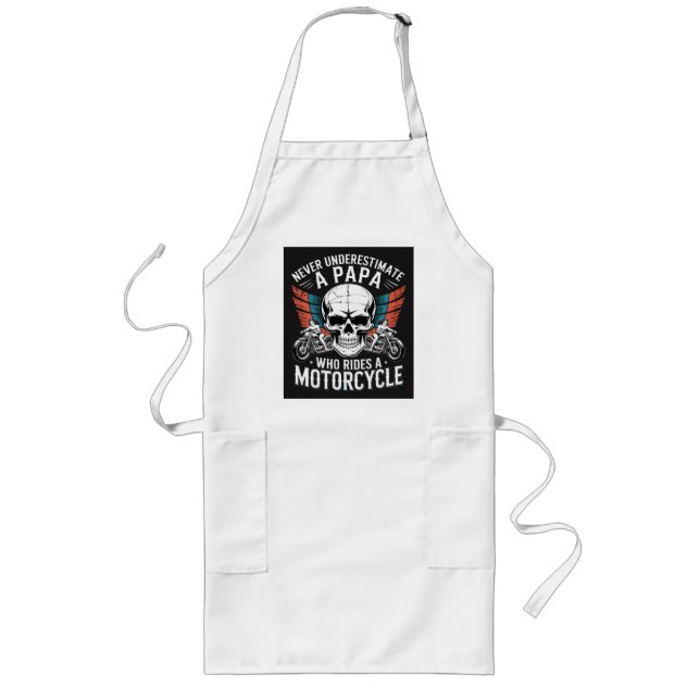 Papa Biker Who Rides A Motorcycle Long Apron (Front)