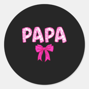 Papa birthday squad matching pink bow family classic round sticker