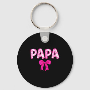 Papa birthday squad matching pink bow family keychain