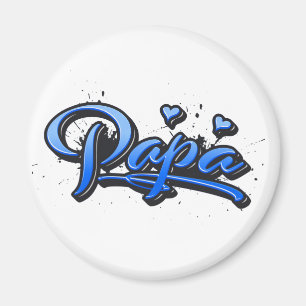 Papa blue Heart Graffiti Magnet Magnete