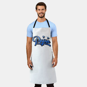 Papa blue Heart Graffiti Schouter Grill Apron