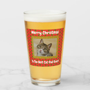 Papa Chat de Noël Meilleur Père Photo Bière Verre