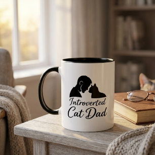 Papa Chat Introverti Mug à Café Silhouette Vintage