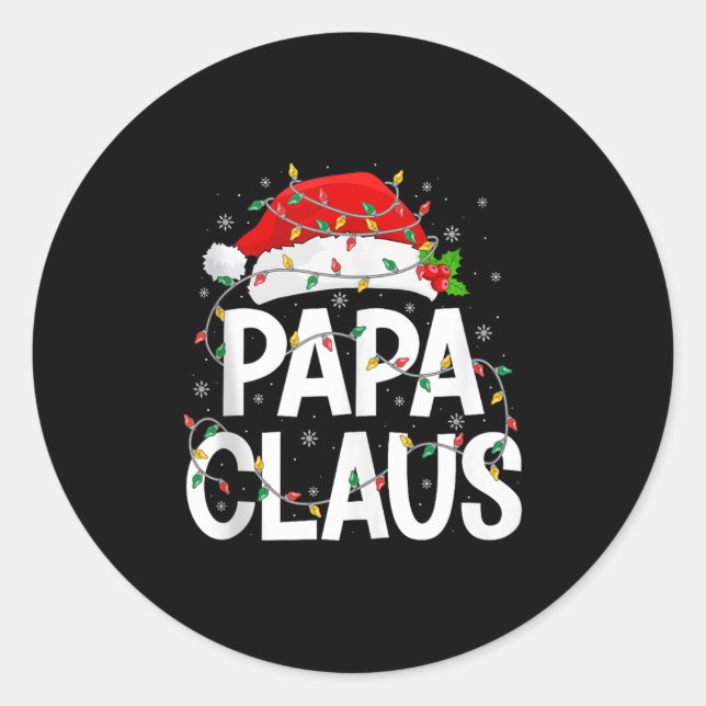 Papa Claus Christmas Lights Matching Family Santa  Classic Round Sticker (Front)