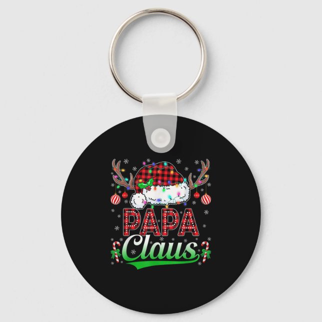 Papa Claus Christmas Lights Matching Family Xmas P Keychain (Front)