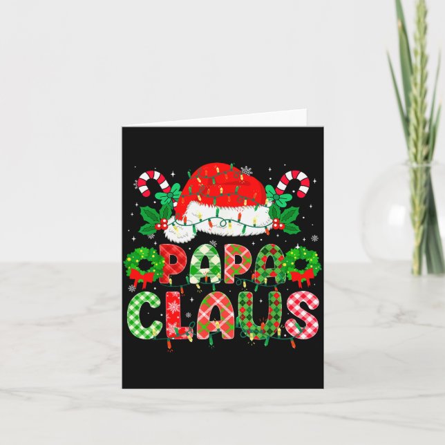 Papa Claus Christmas Lights Pajama Family Matching Card (Front)