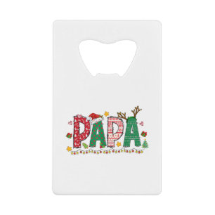 Papa Claus Christmas Lights Pajama Family Matching Credit Card Bottle Opener