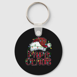 Papa Claus Christmas Lights Pajama Family Matching Keychain