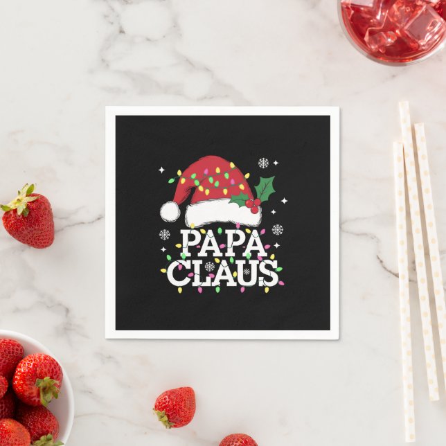 Papa Claus Christmas Lights Pajama Family Matching Napkin (Insitu)