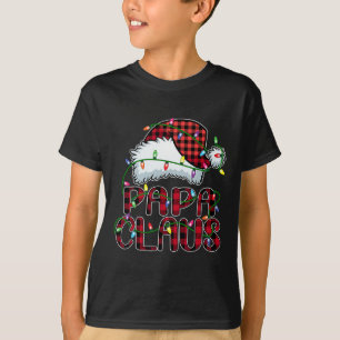 Papa Claus Christmas Lights Pajama Family Matching T-Shirt