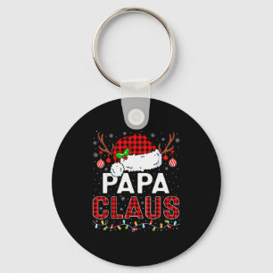 Papa Claus Christmas Lights Santa Hat Pajama Famil Keychain