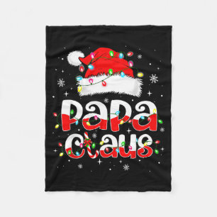Papa Claus Funny Christmas Lights Pajama Family Ma Fleece Blanket