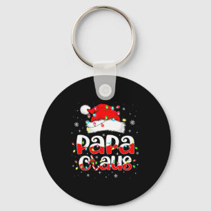 Papa Claus Funny Christmas Lights Pajama Family Ma Keychain