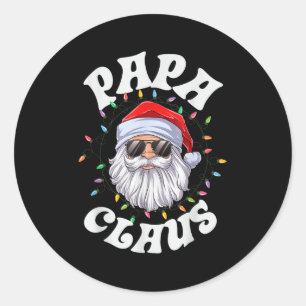 Papa Claus Santa Christmas Dad Family Matching Paj Classic Round Sticker