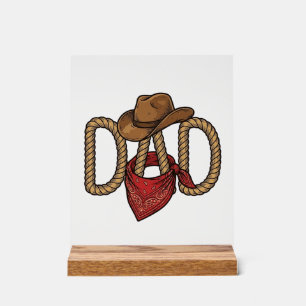 Papa Cowboy Corda Chapeau Bandana Gravure Vintage 