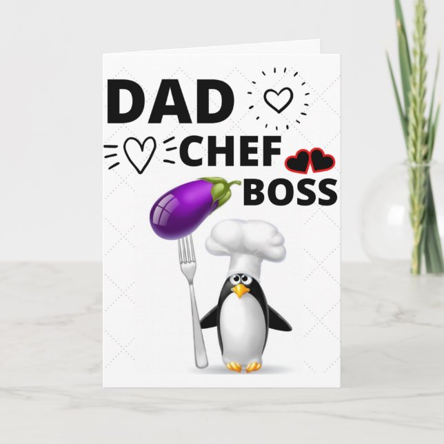 PAPA, CUISINIER, PATRON - CARTE DE VŒUX FÊTE DES P (Devant)