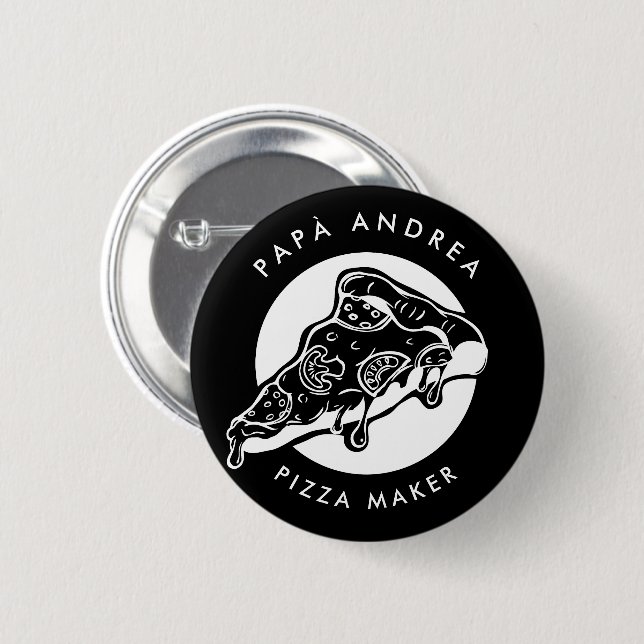 PAPÀ Custom Name Pizza Maker Father 2 Inch Round Button (Front & Back)