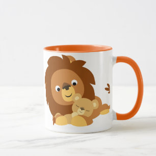 Papa de lion de bande dessinée et tasse affectueux