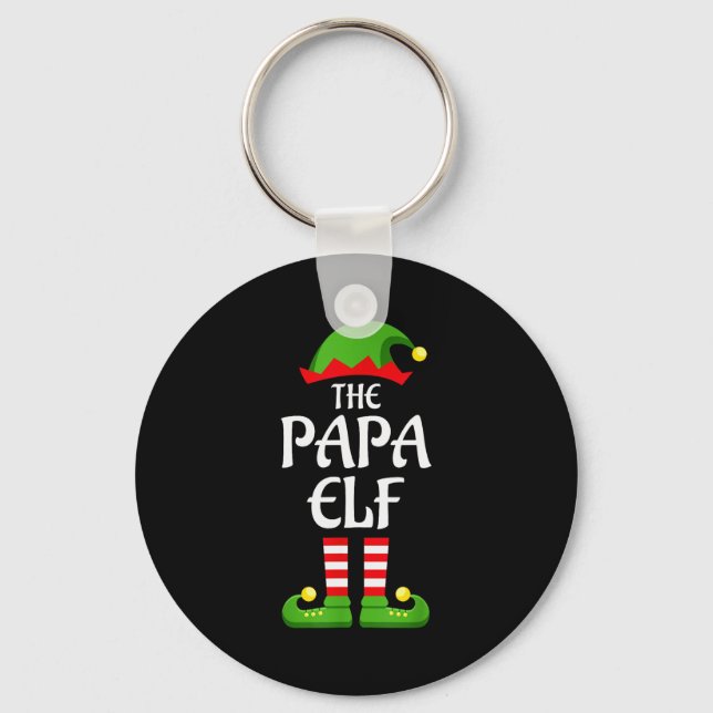 Papa Elf Family Matching Group Christmas Dad  Keychain (Front)