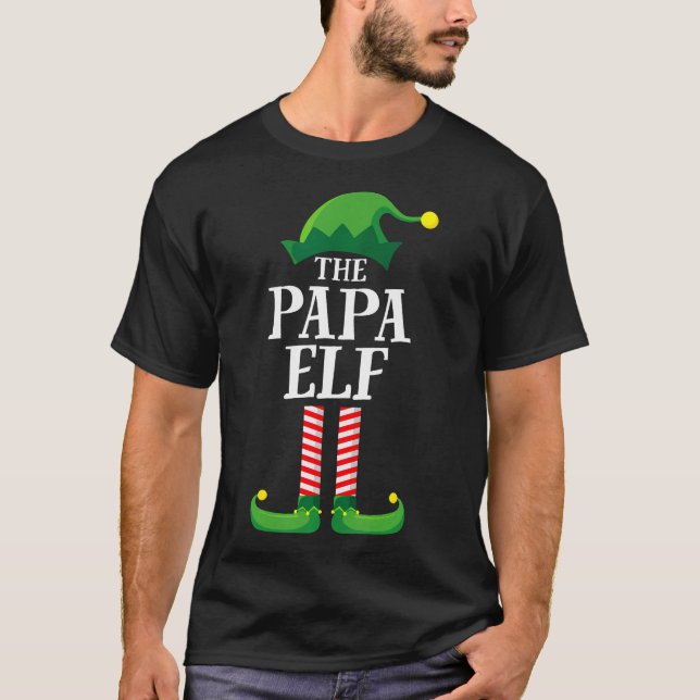 Papa Elf Matching Family Group Christmas Party Pyj T-Shirt (Front)
