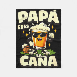 Papá eres la caña funny spanish beer dad fathers fleece blanket