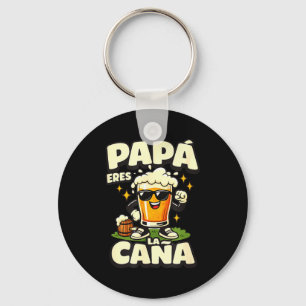 Papá eres la caña funny spanish beer dad fathers keychain